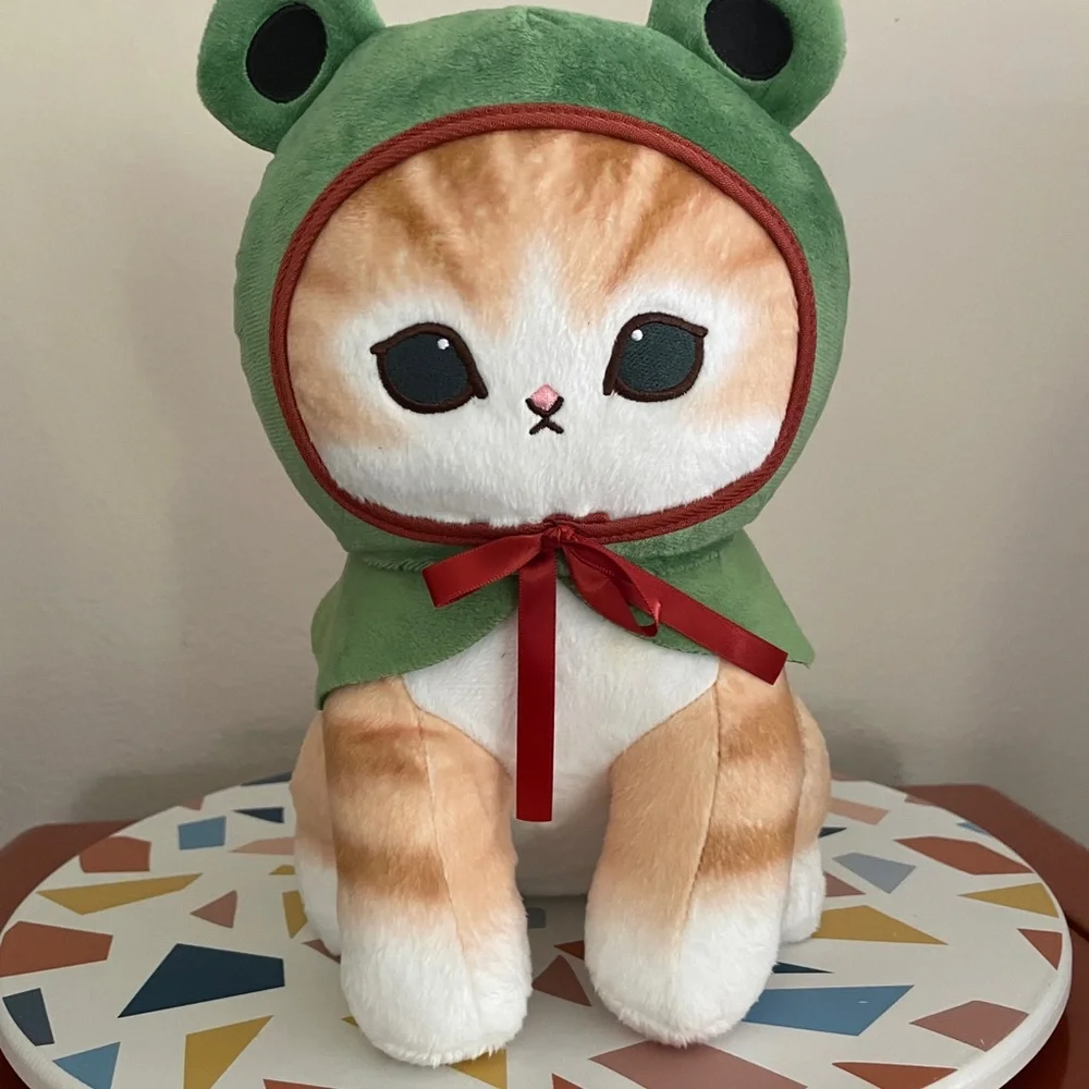 Green Hooded Cat plush with Bow